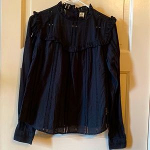 Black gap long sleeve top with buttons down the back eyelet